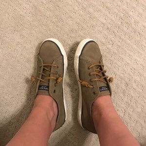 SPERRY olive green laced slip ons